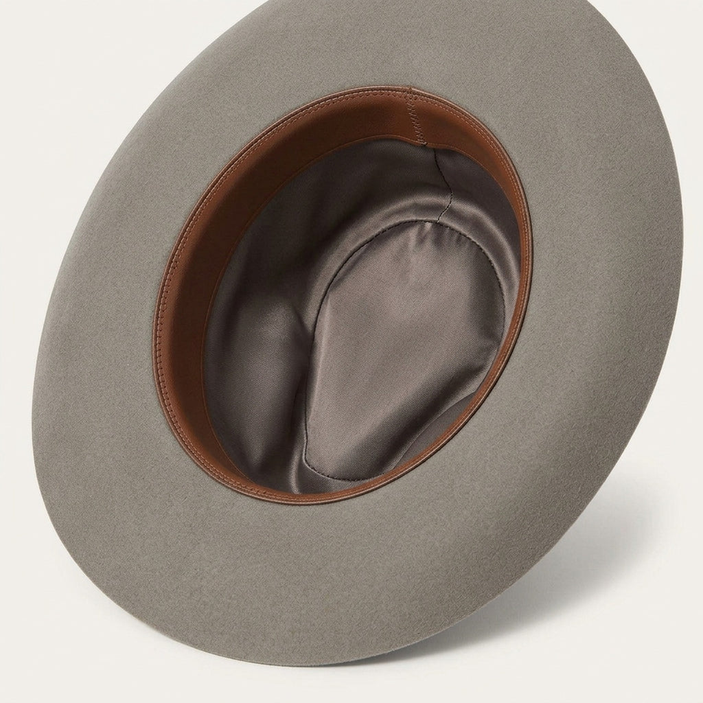 Grey Wool Felt Cowboy Hat with Braided Leather Band Trim