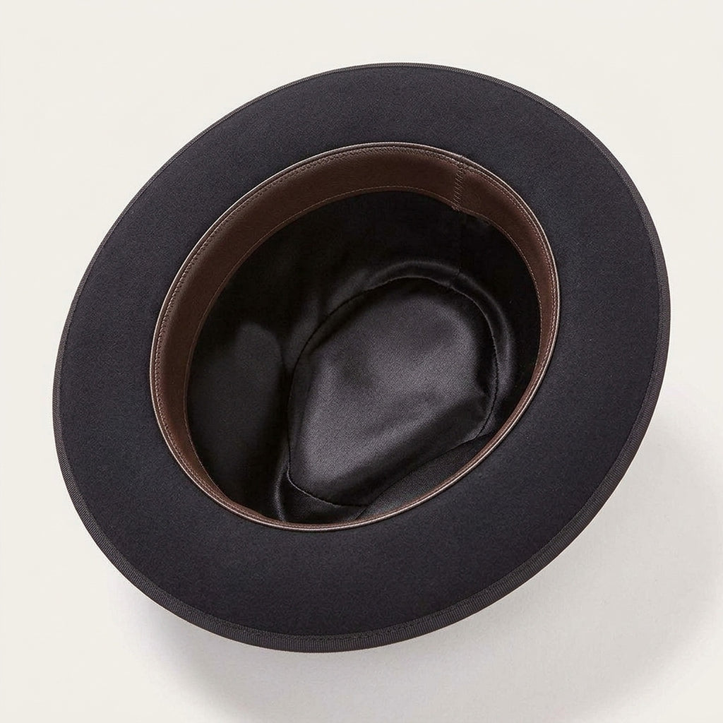 Black Felt Fedora with Grosgrain Band and Feather Accent