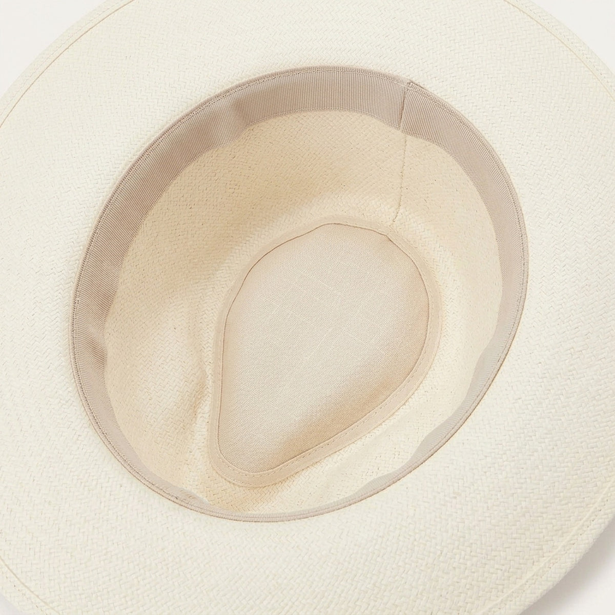 Cream Straw Fedora Hat with Tonal Grosgrain Band and Curved Brim
