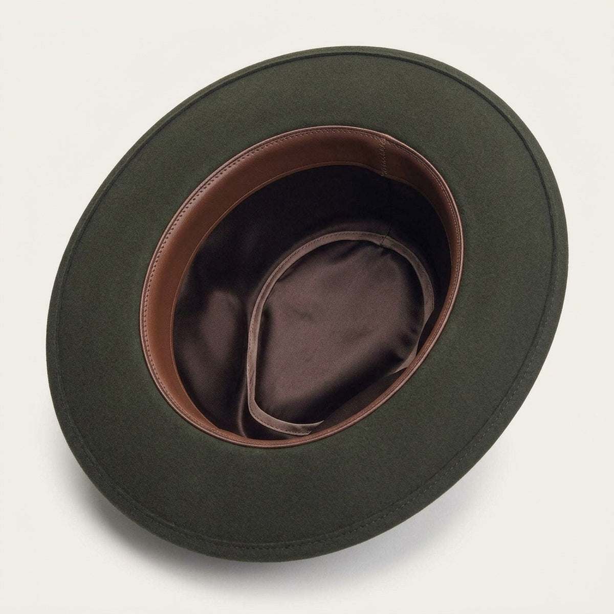 Olive Wool Felt Fedora Hat with Feather Print Band, Outdoor Classic