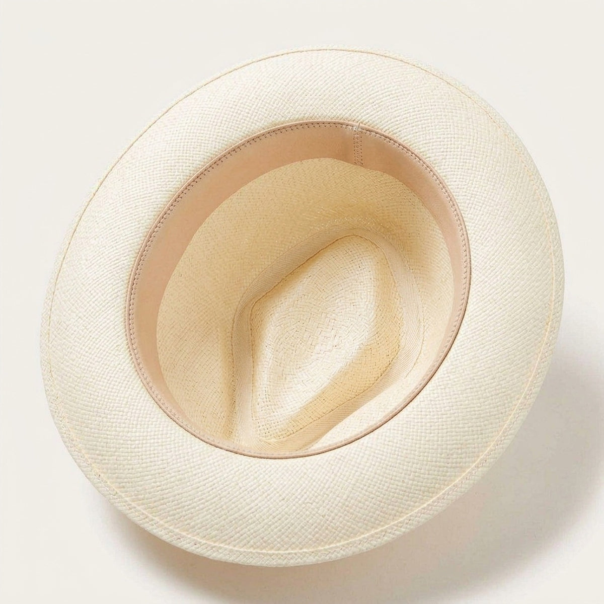 Ivory Straw Panama Hat with Black Ribbon Band for Summer