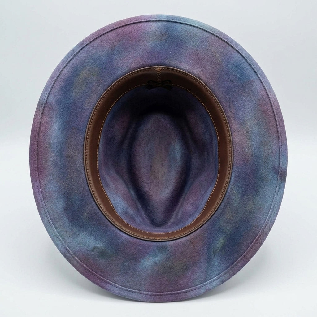 Blue Purple Gradient Fedora with Playing Cards Key Charm Feathers