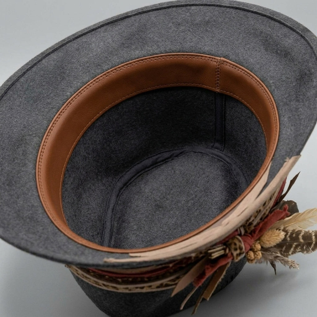 Distressed Yellow Felt Western Hat Roman Numeral Marking