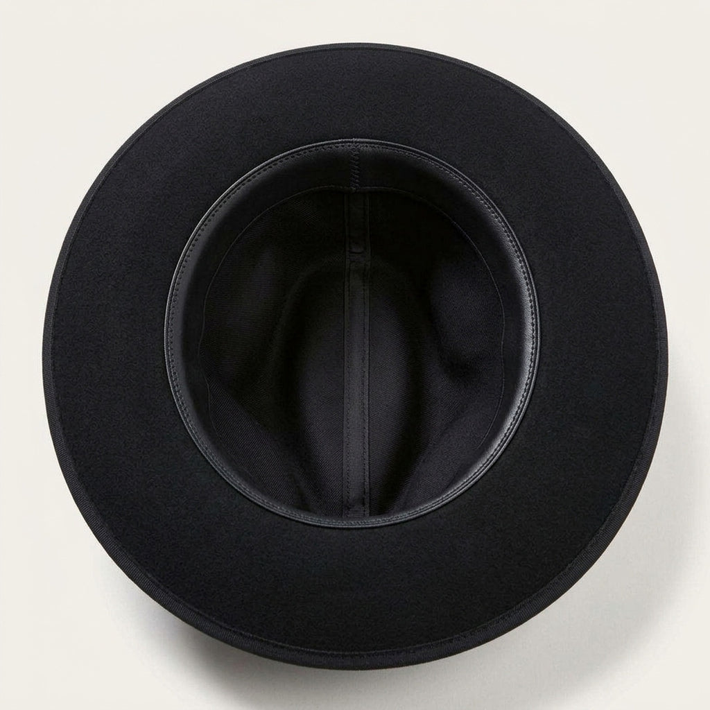Unisex Black Wool Felt Fedora Hat with Ribbon Trim