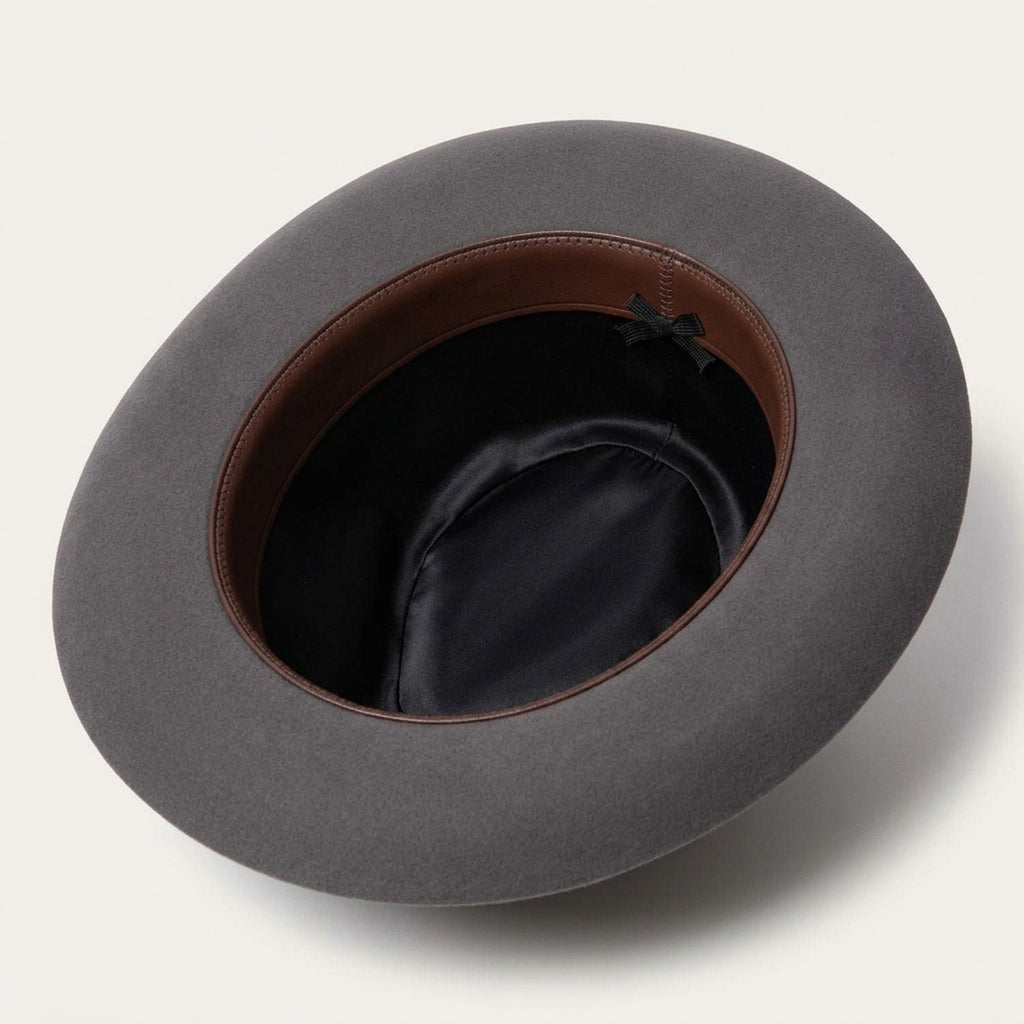Gray Fedora With Black Band and Plumed Feather Detail