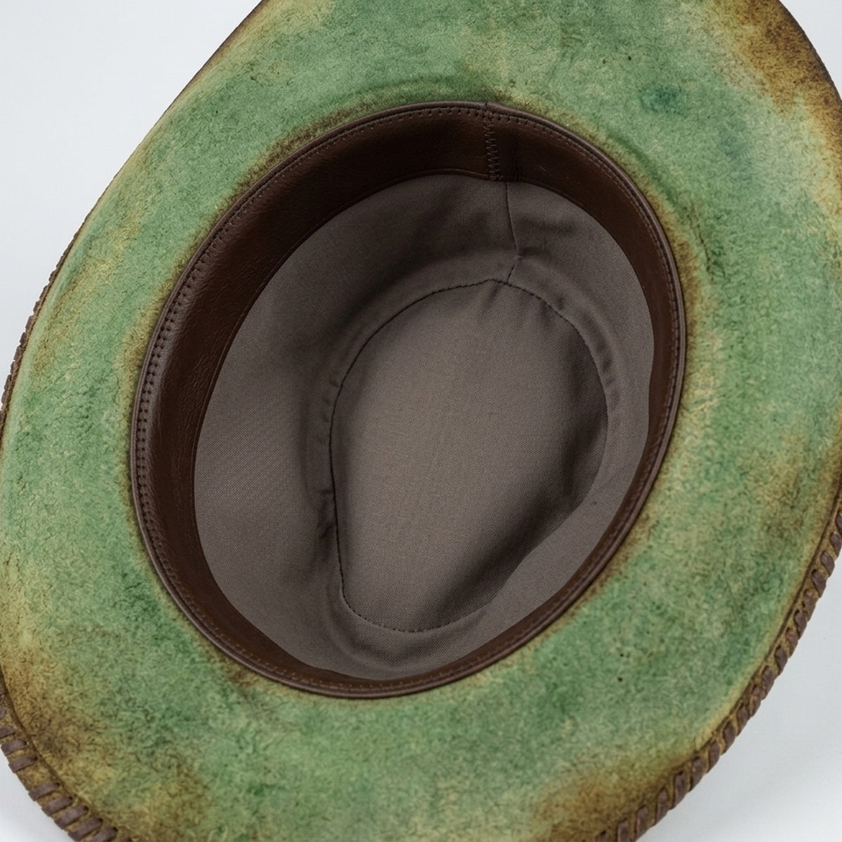 Green Distressed Cowboy Hat Paisley Band Braided Leather Western