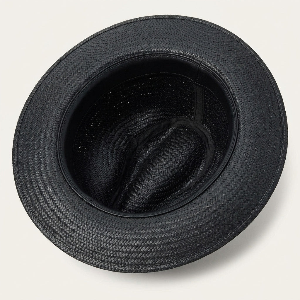 Black Straw Fedora with Ribbon Band for Summer Evening Style