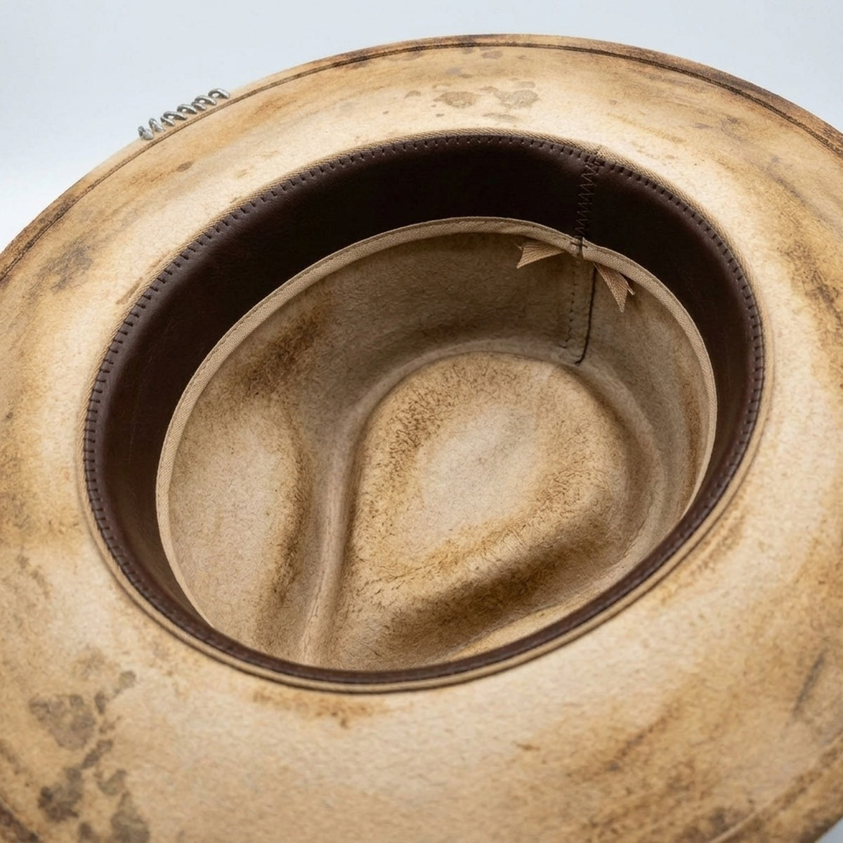 Weathered Tan Fedora with Turquoise Beads and Feather Band