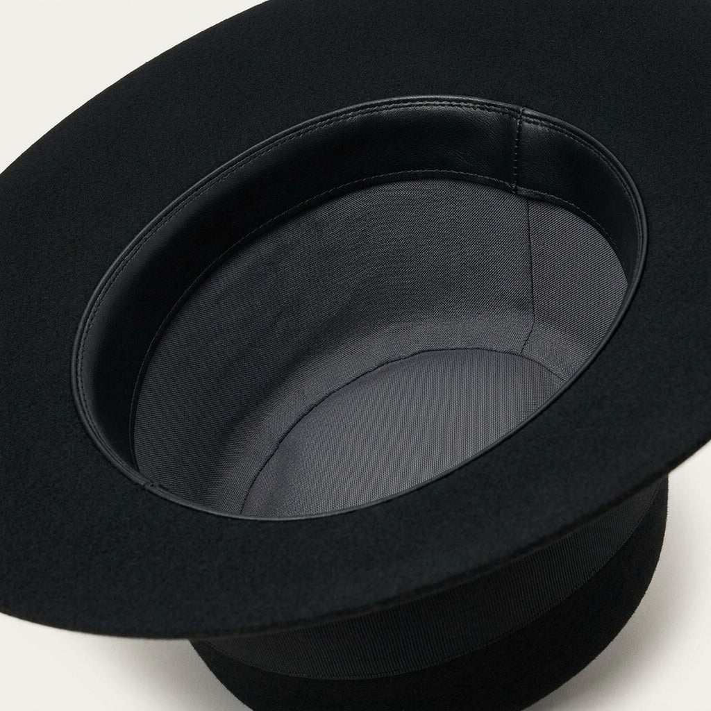 Unisex Black Wool Felt Wide Brim Hat with Minimalist Band
