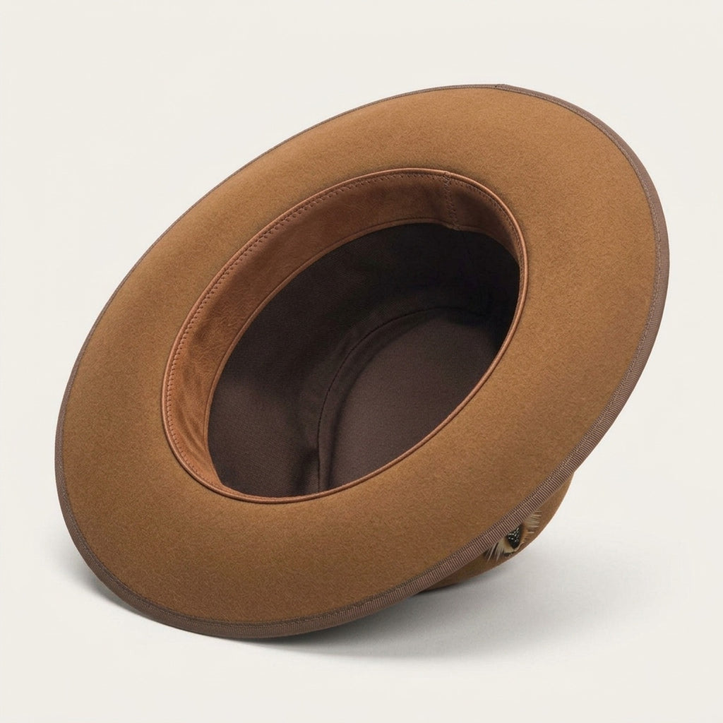Caramel Brown Wool Felt Western Hat with Dark Band Strap