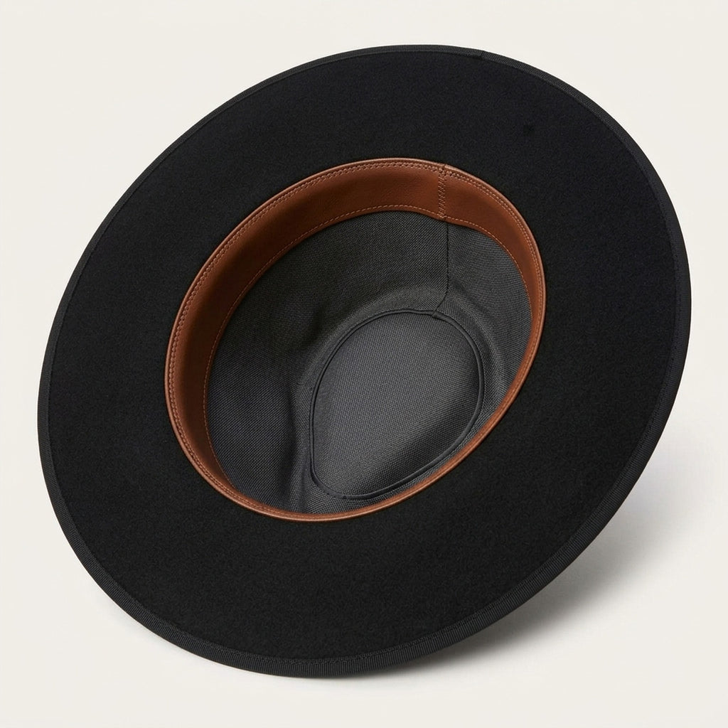 Black Wool Felt Fedora with Classic Pinch Crown and Grosgrain Band