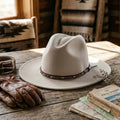 Sand Felt Western Hat with Braided Leather Band and Silver Studs
