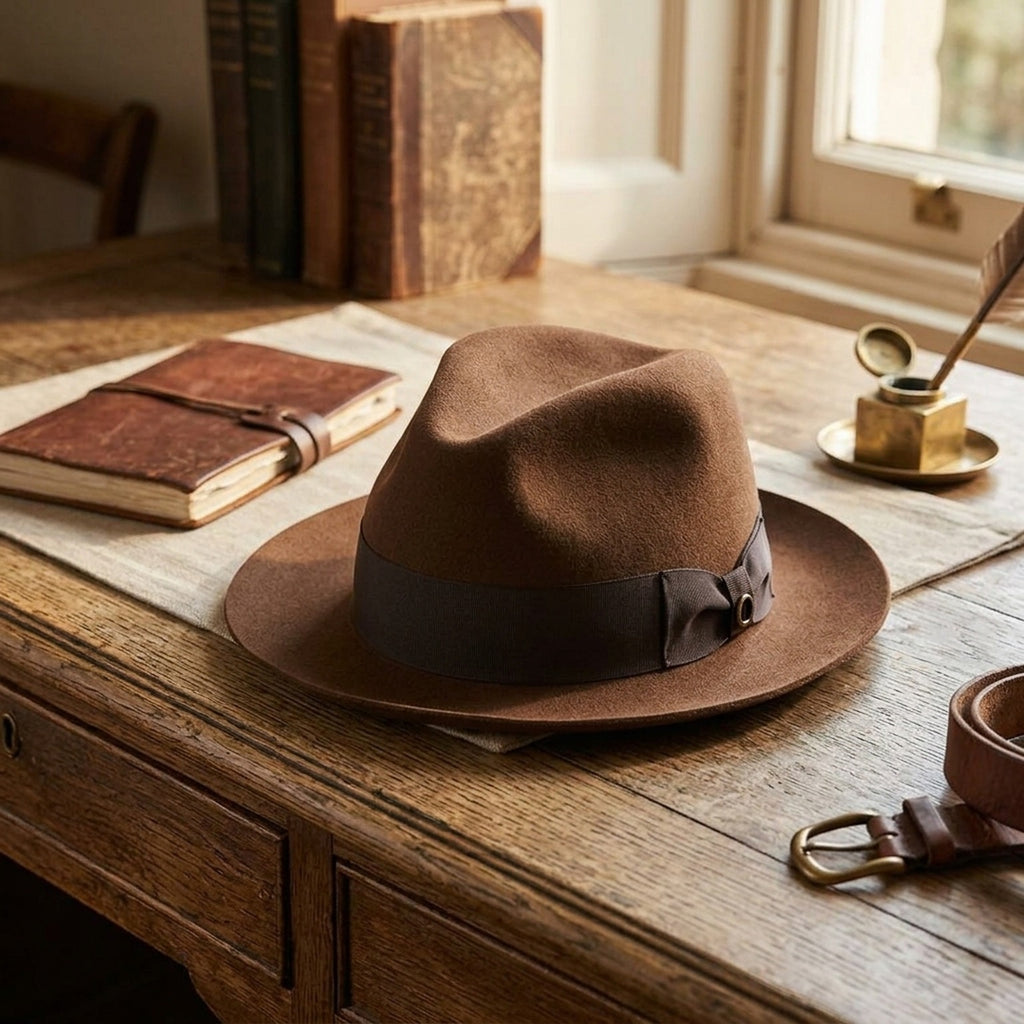 Classic Brown Wool Felt Fedora with Ribbon Band and Bow