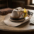 Tan Felt Western Hat Black Grosgrain Band Playing Card Tuck