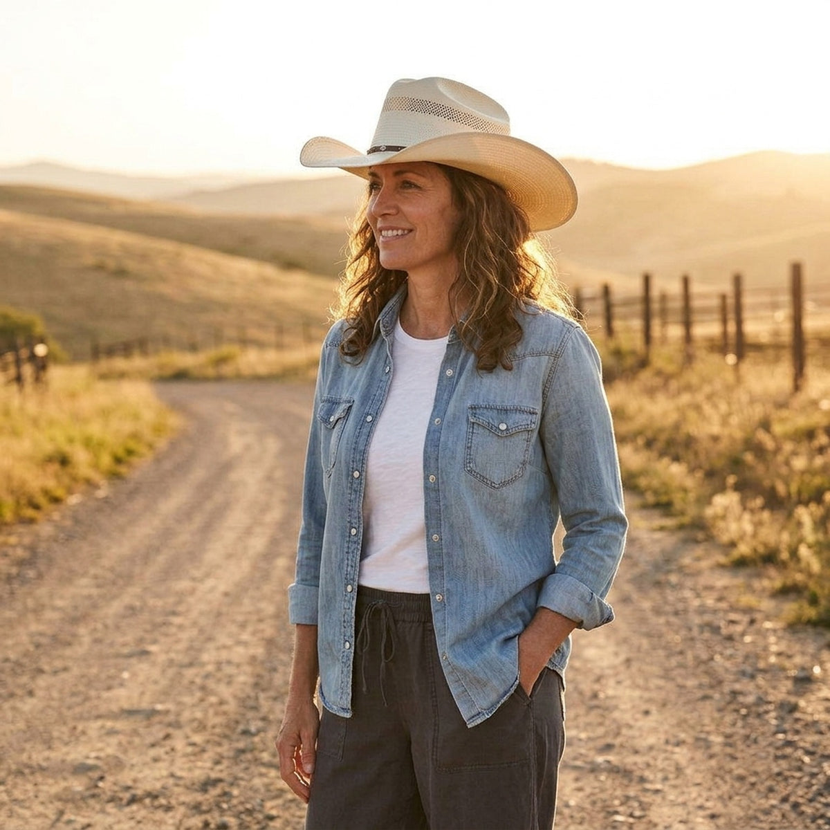 Ivory Straw Western Hat with Diamond Stud Band and Beads