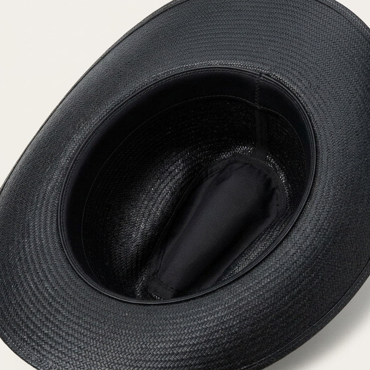 Black Straw Western Hat with Vented Crown and Ribbon Tie