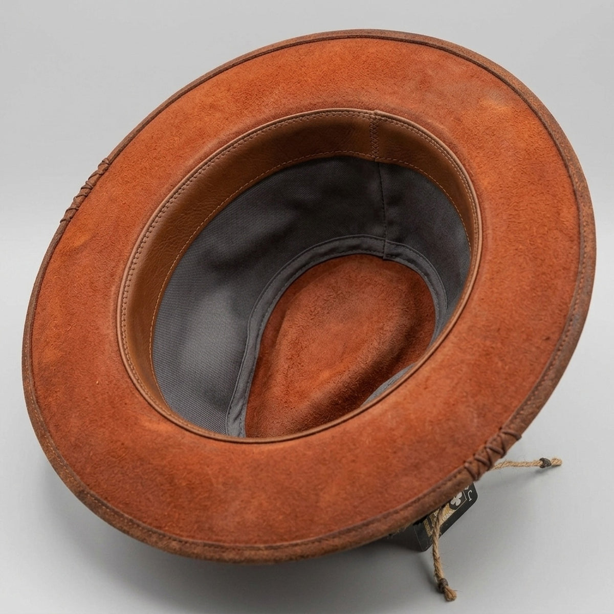 Burnt Orange Felt Fedora Tooled Leather Band Playing Cards