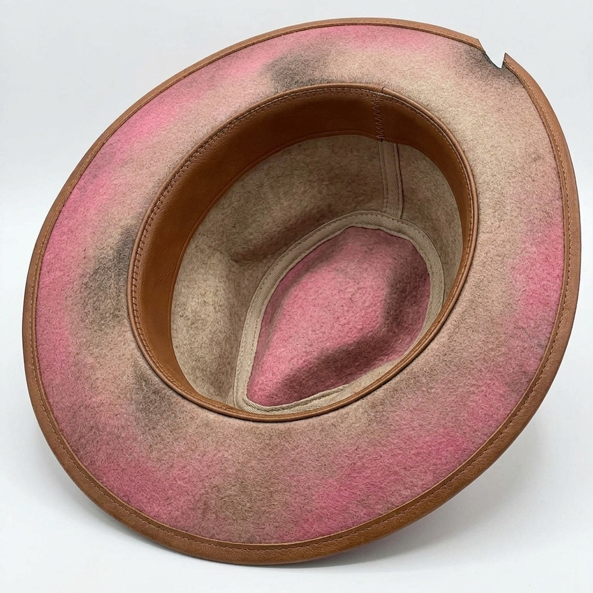 Boho Pink Fedora with Black Feathers and Pearl Accents