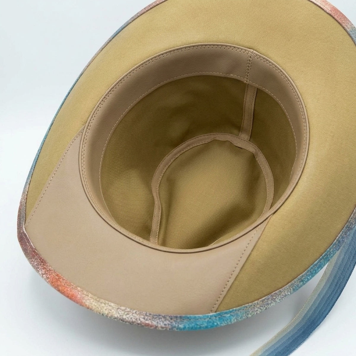 Tie-Dye Festival Fedora in Sunset Tones with Feather Chain