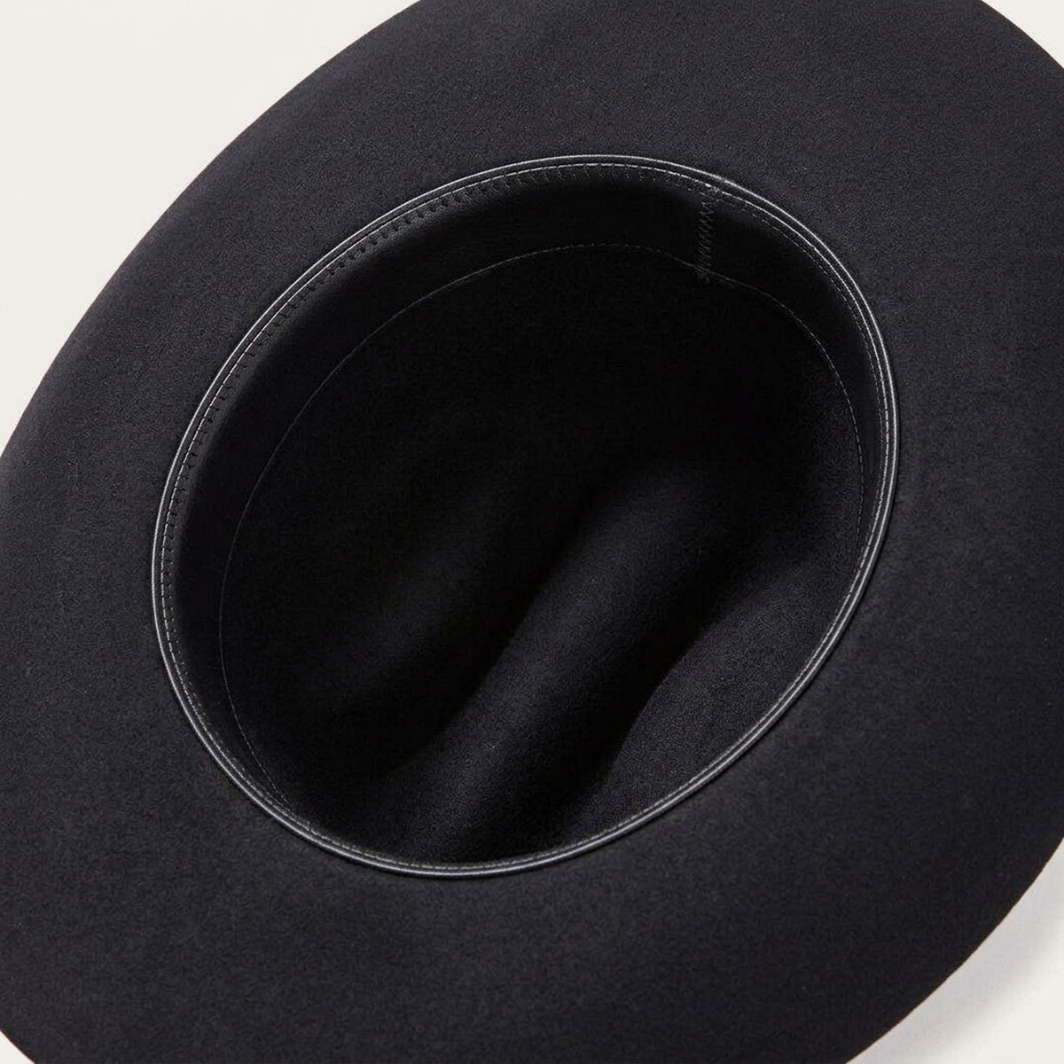 Black Felt Cowboy Hat with Curled Brim and Grosgrain Ribbon