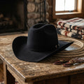 Black Wool Felt Cowboy Hat with Minimal Band and Brim