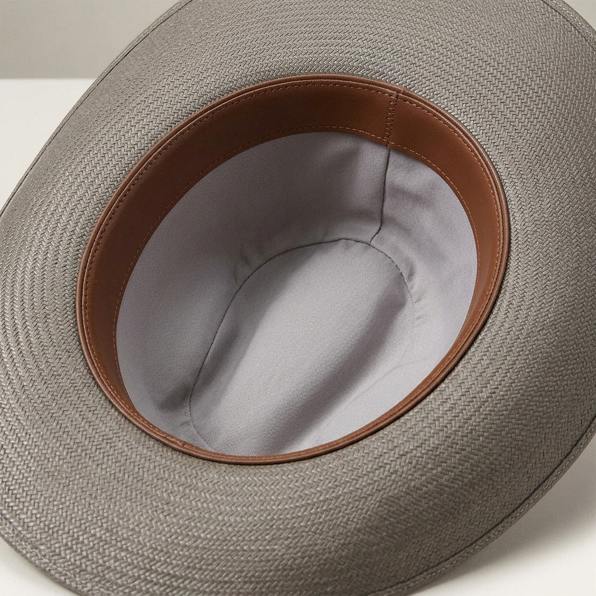 Silver Grey Straw Western Hat with Studded Decorative Band