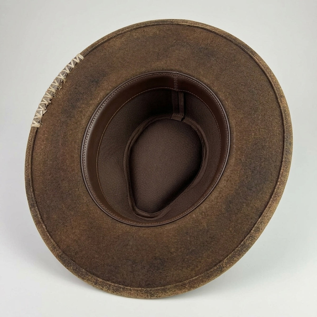 Brown Distressed Felt Western Hat with Snake Print Band