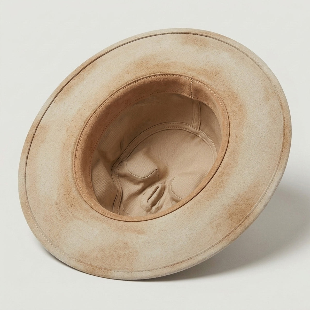 Beige Skull-Crown Fedora with Braided Leather Band Detail