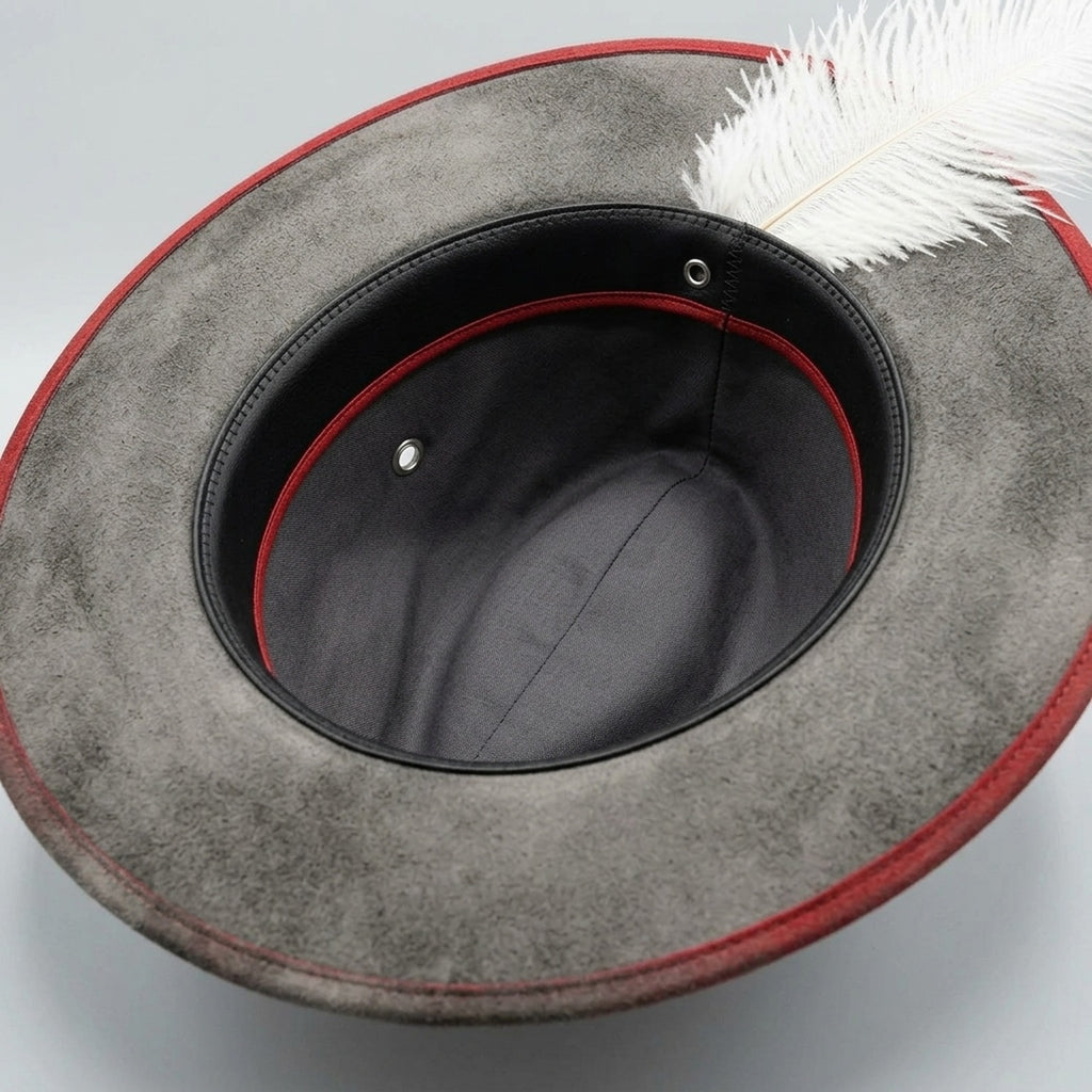 Two-Tone Black and Gray Fedora Hat with Paisley Band