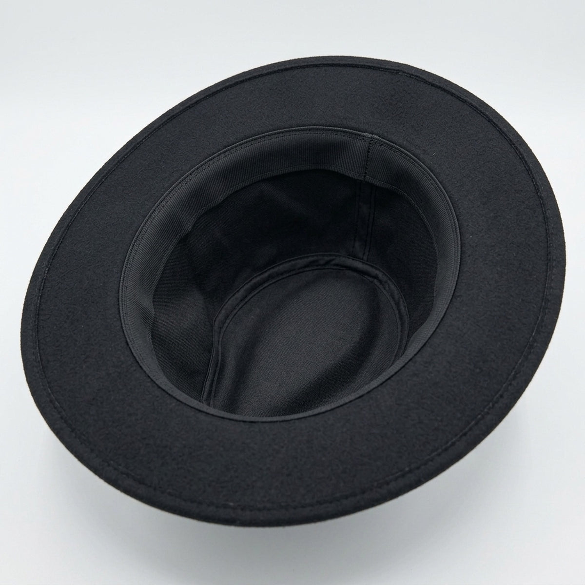 Black Wool Felt Western Fedora with Beaded Chain Band