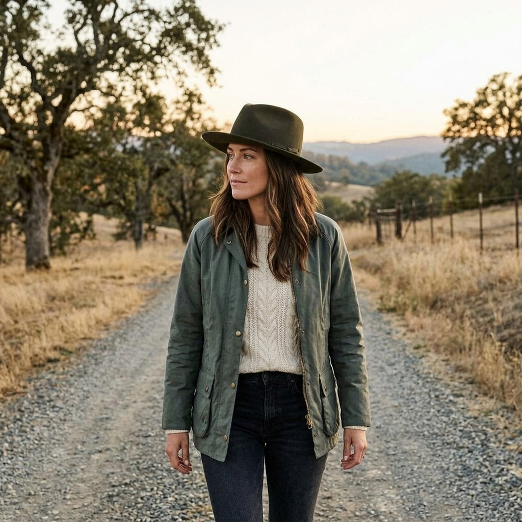 Dark Olive Felt Fedora Hat with Matching Ribbon Bow Detail
