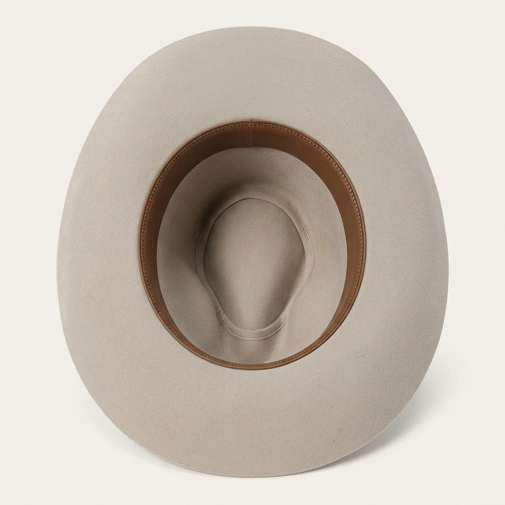 Light Gray Wool Felt Cowboy Hat with Braided Leather Band
