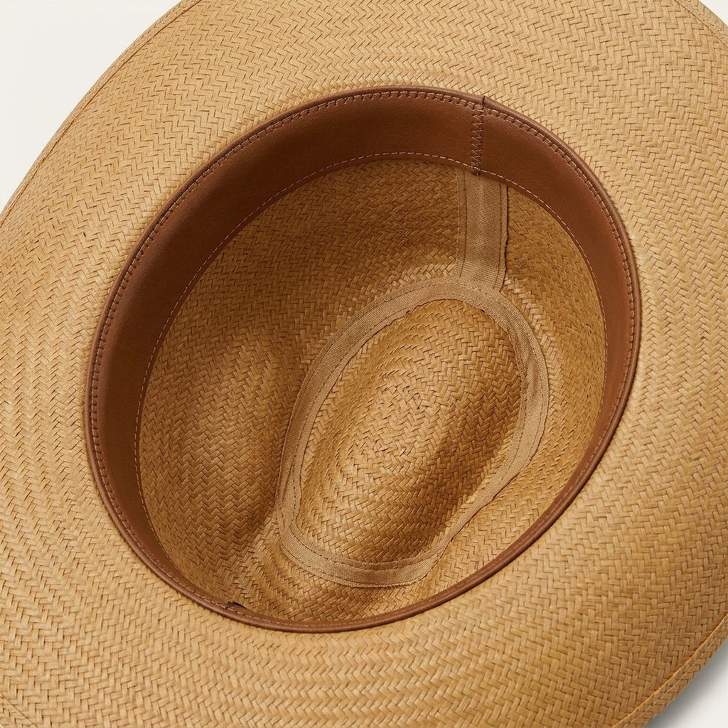 Tan Straw Floppy Sun Hat with Chin Tie and Wide Brim