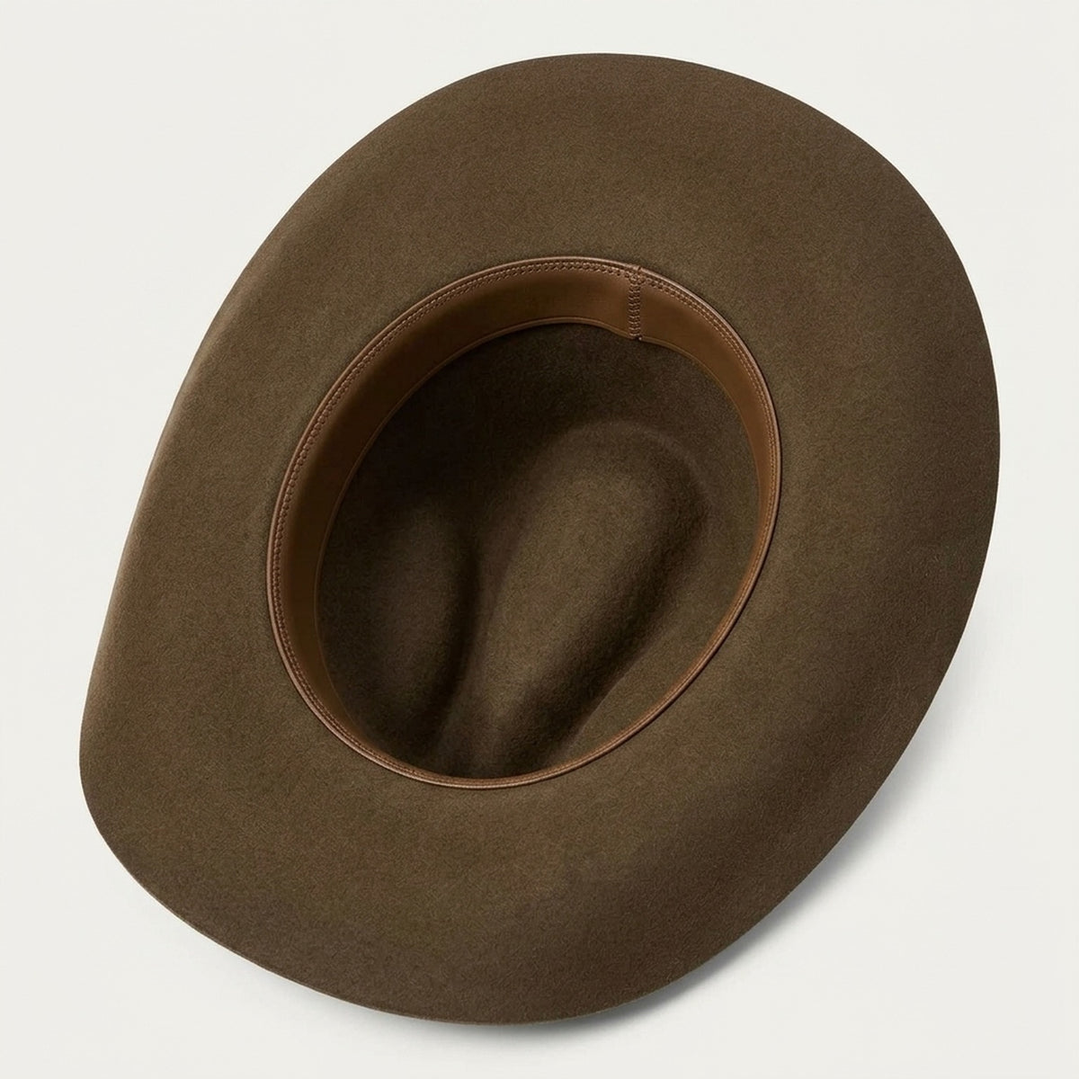 Unisex Brown Wool Felt Cowboy Hat with Studded Leather Band