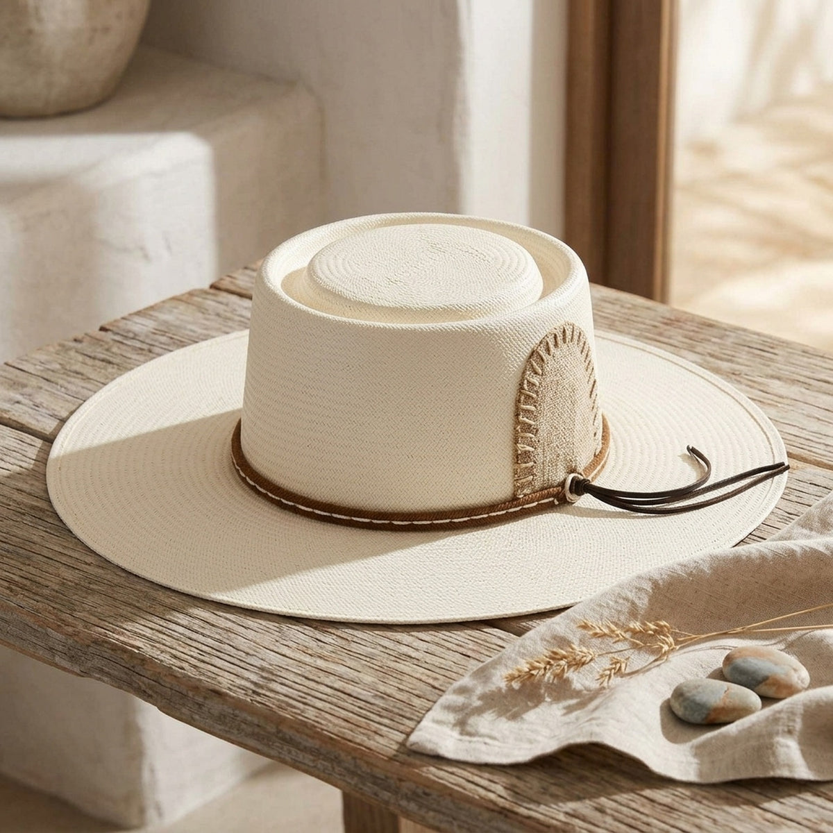 Dusty Rose Straw Sun Hat with Cut-Out Pattern and Band