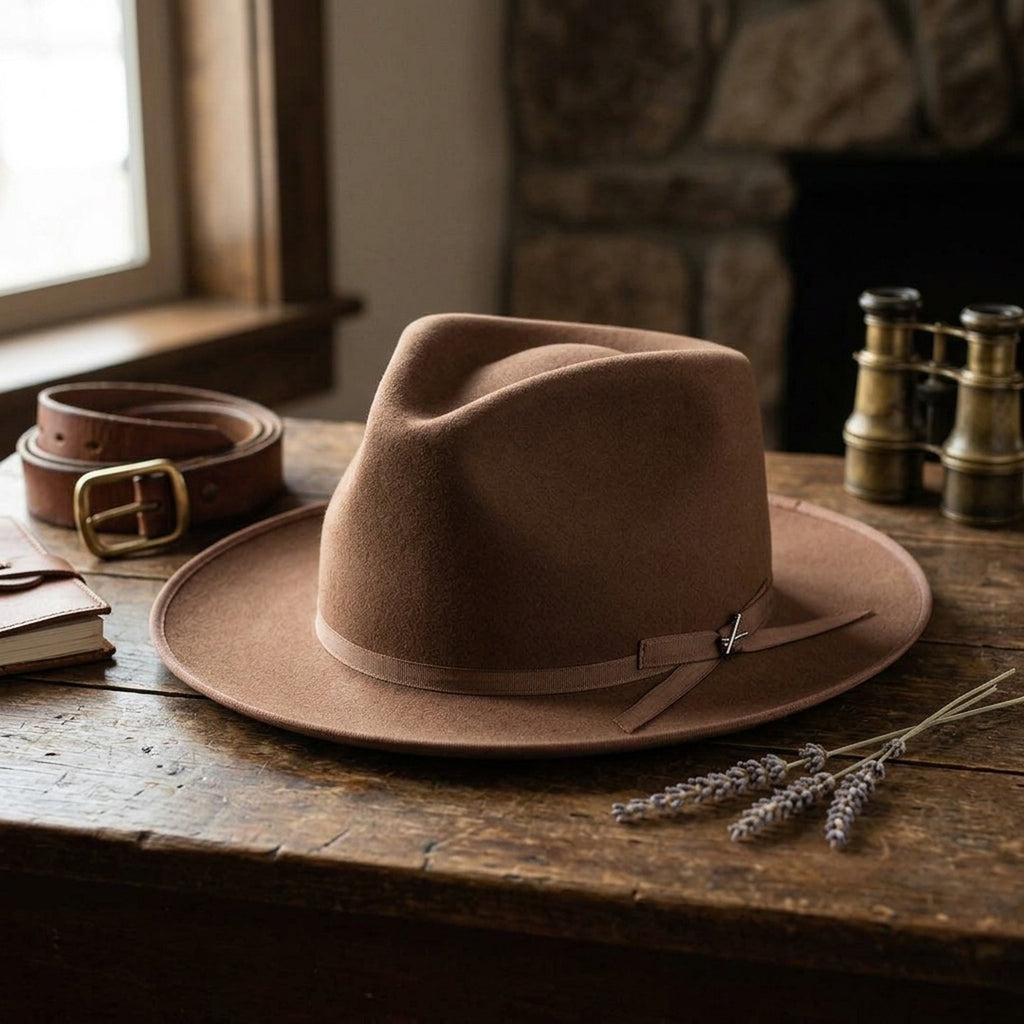 Camel Fedora With Classic Crown and Ribbon Band