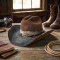 Brown Rust Wool Felt Cowboy Hat with Barbed Wire Band