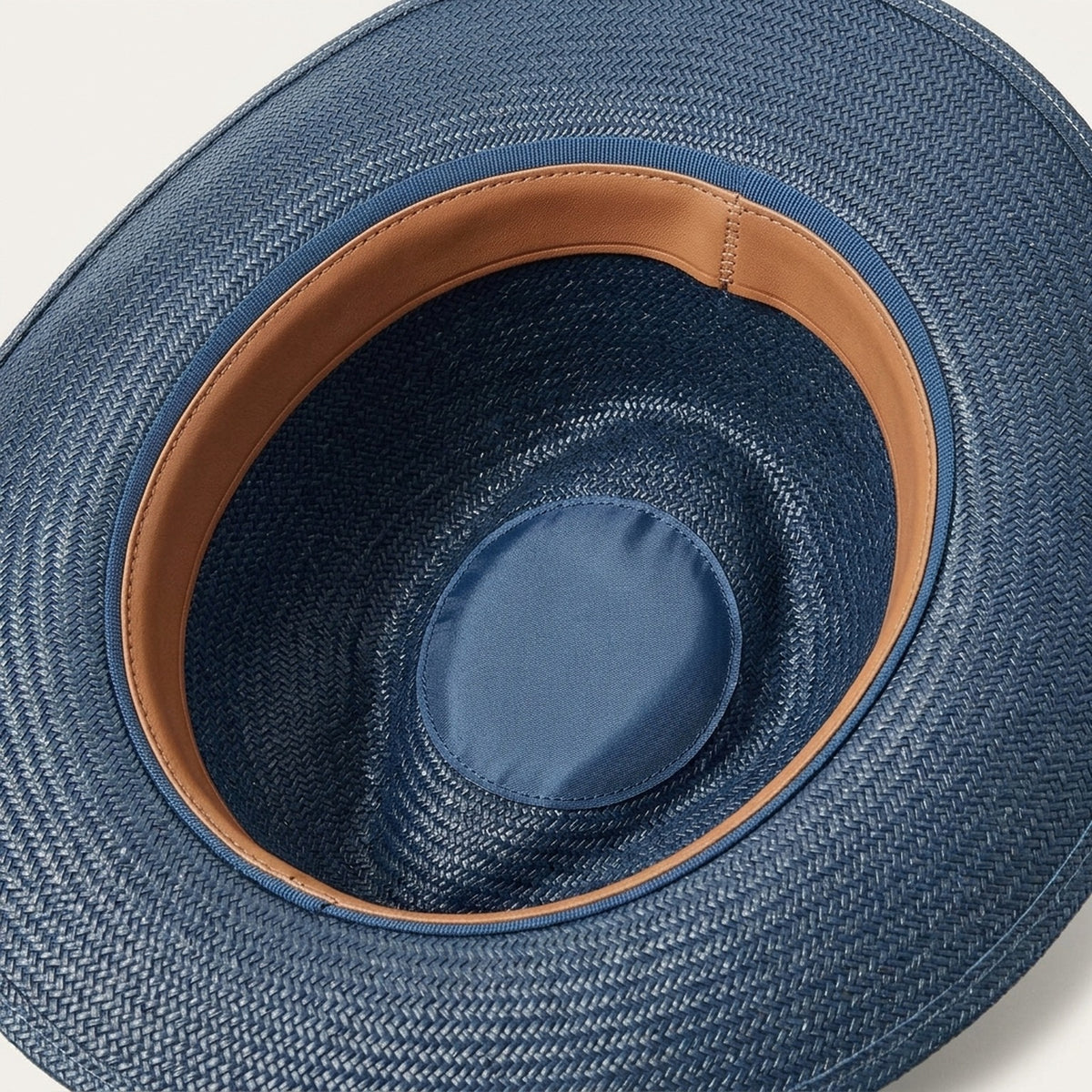 Unisex Navy Straw Panama Hat with Geometric Pattern Band