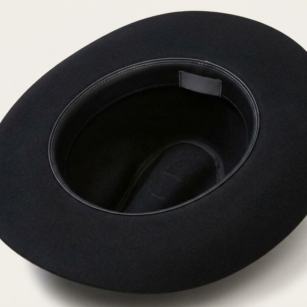Black Felt Fedora Hat with Braided Band - Vintage Style