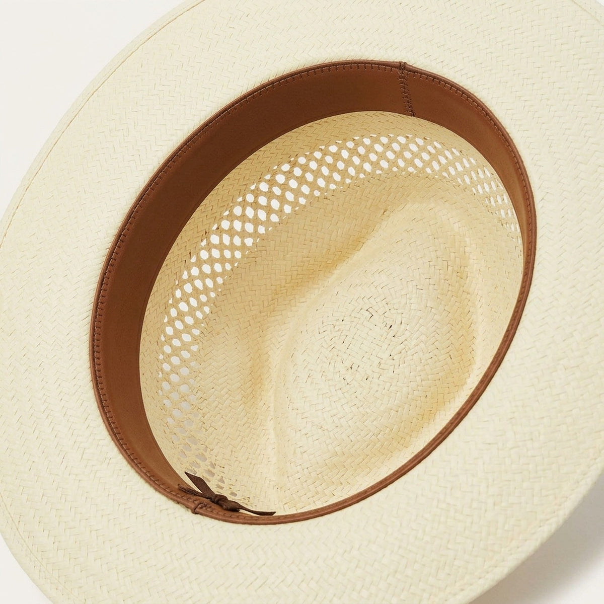 Off-White Vented Straw Western Hat with Leather Cord Band