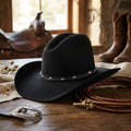 Black Felt Western Cowboy Hat with Studded Leather Band