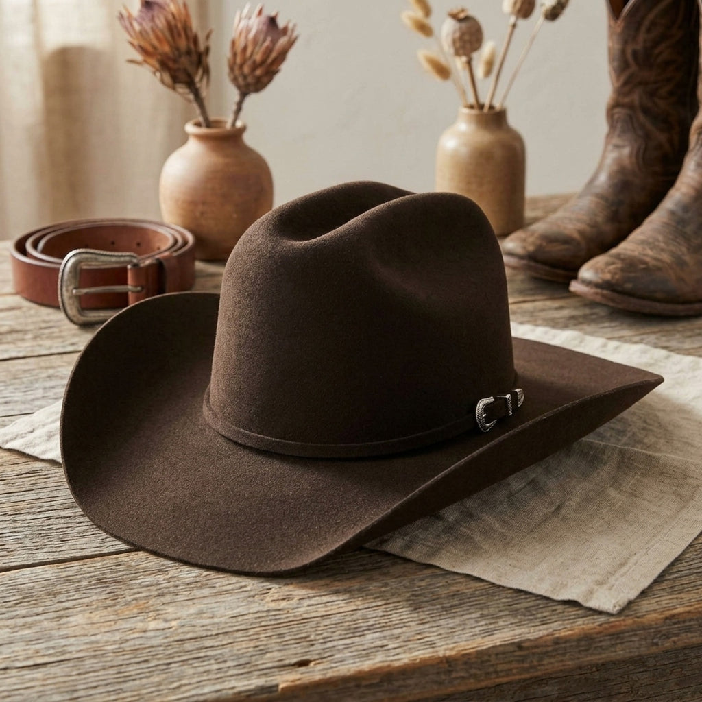 Chocolate Brown Felt Cowboy Hat with Classic Western Shape