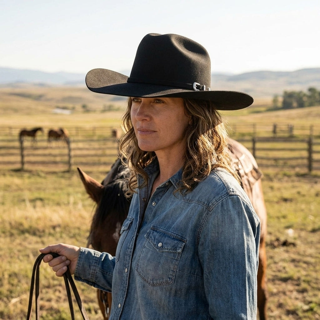 Black Cowboy Hat With Sleek Crown and Classic Band