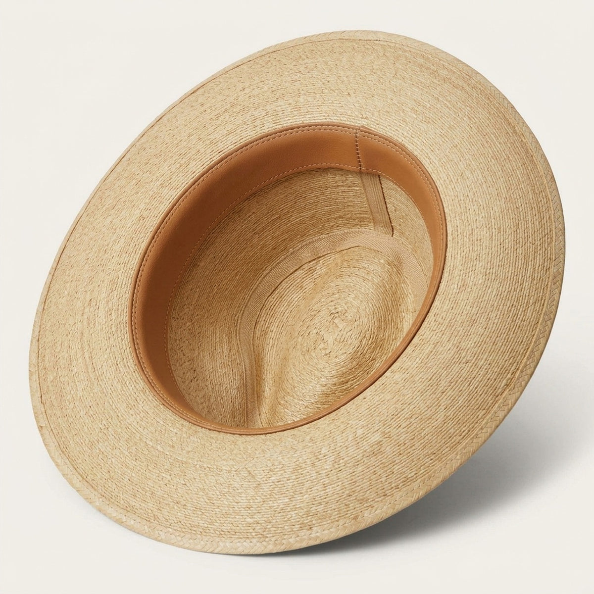 Natural Tan Straw Panama Hat with Brown Grosgrain Ribbon