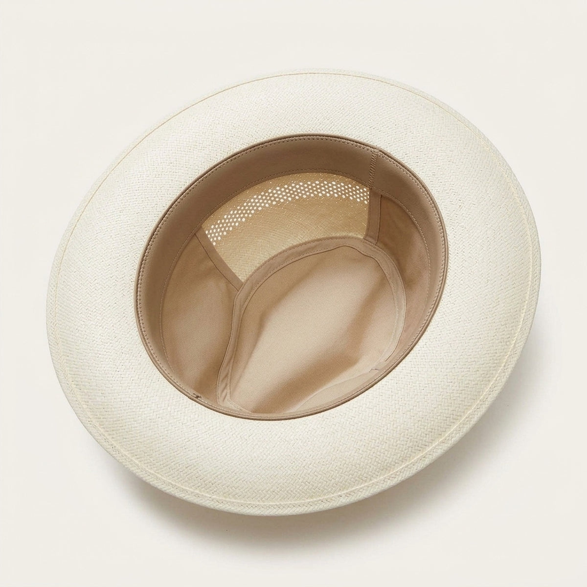 White Perforated Straw Fedora with Black Band and Bow Detail