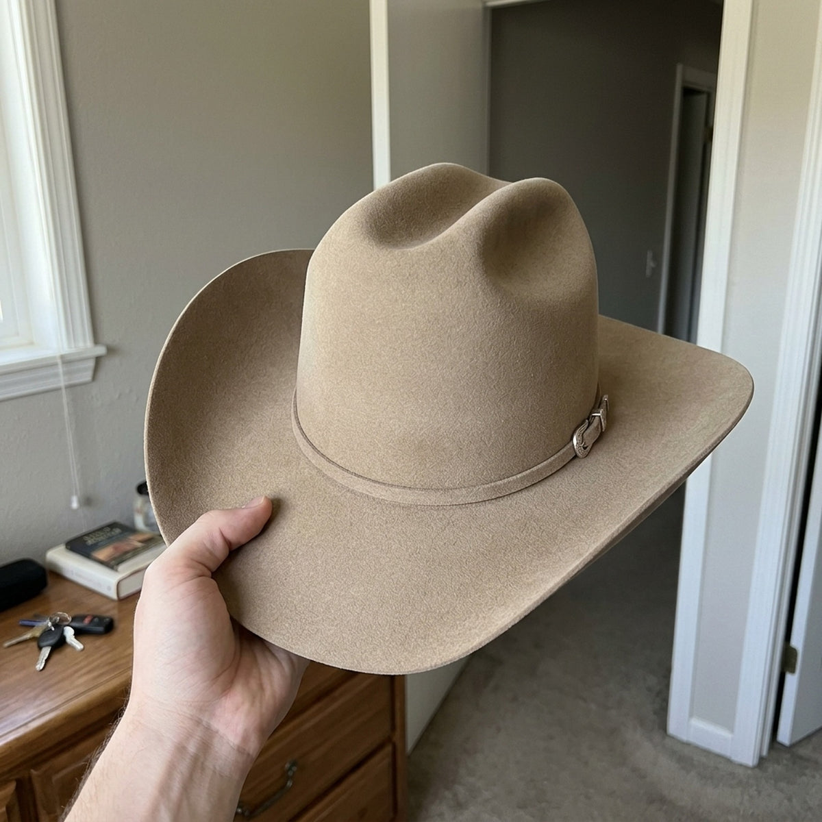 Unisex Camel Wool Felt Western Hat with Structured Crown