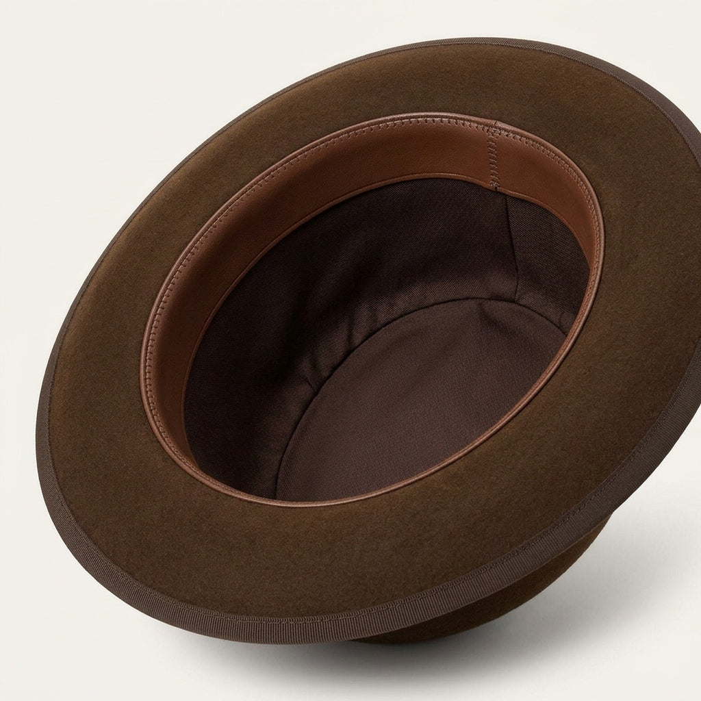 Brown Felt Bowler Hat with Rounded Crown and Grosgrain Band