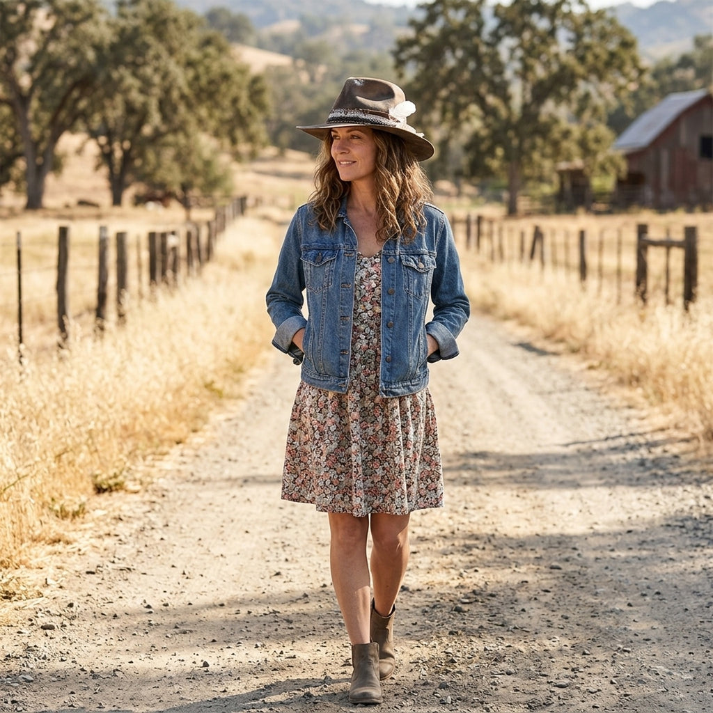 Romantic Brown Fedora with Lace, Chain and Feather Bow