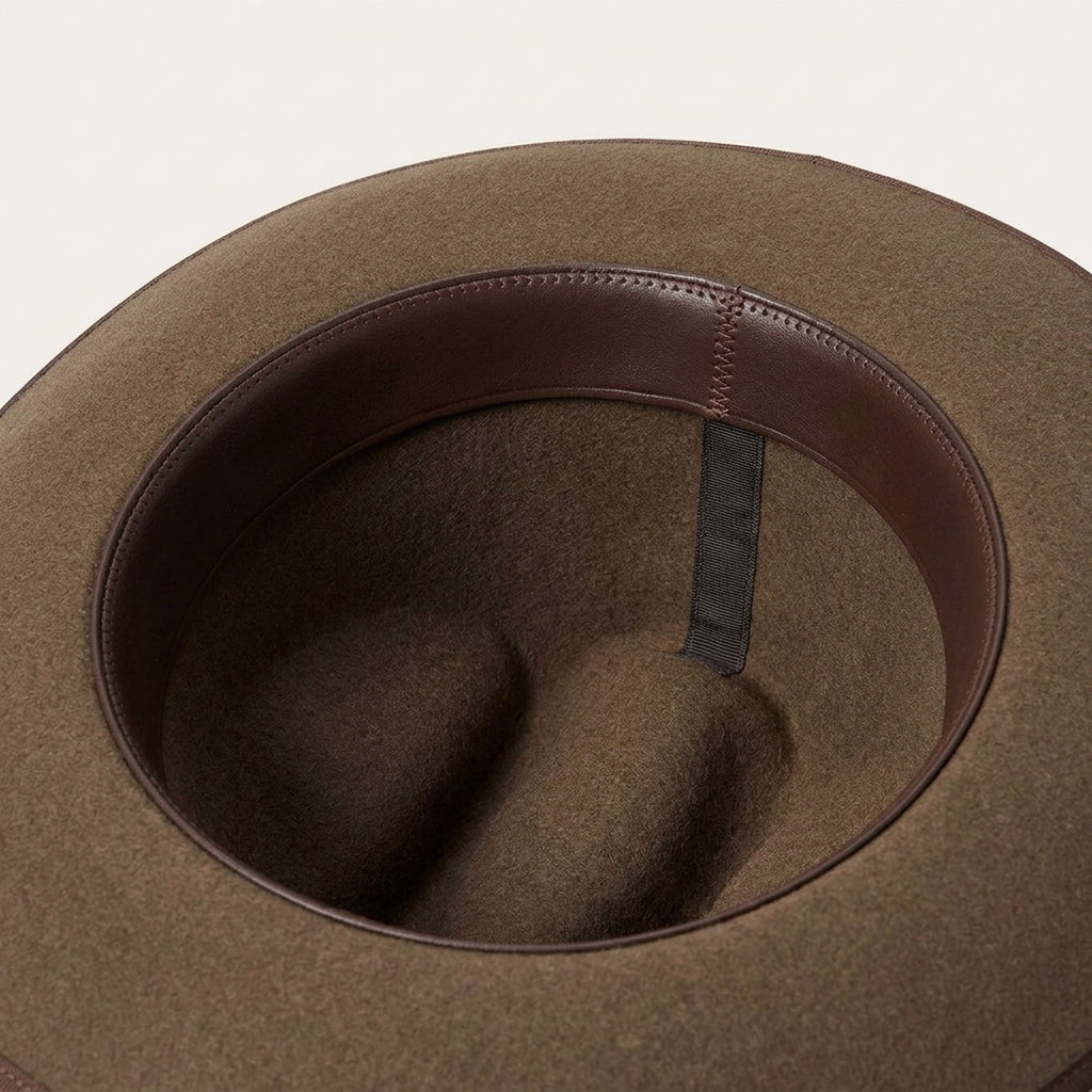 Medium Brown Wool Felt Western Hat with Grosgrain Band Pin