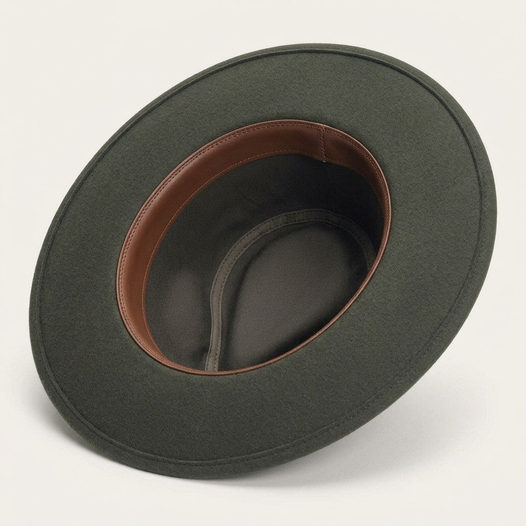 Olive Green Wool Felt Western Hat with Leather Band Unisex